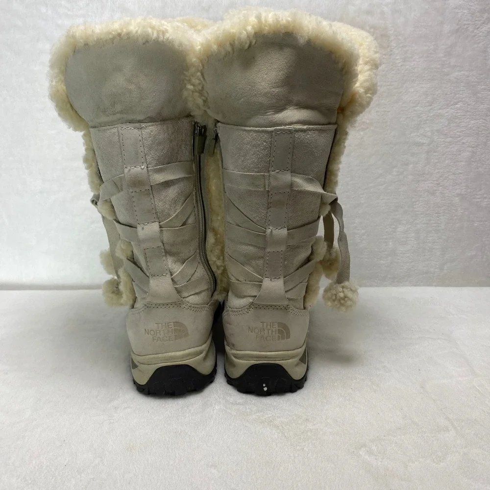 The North Face Womens Insulated Primaloft Shearling Boots Cream Suede  7‎